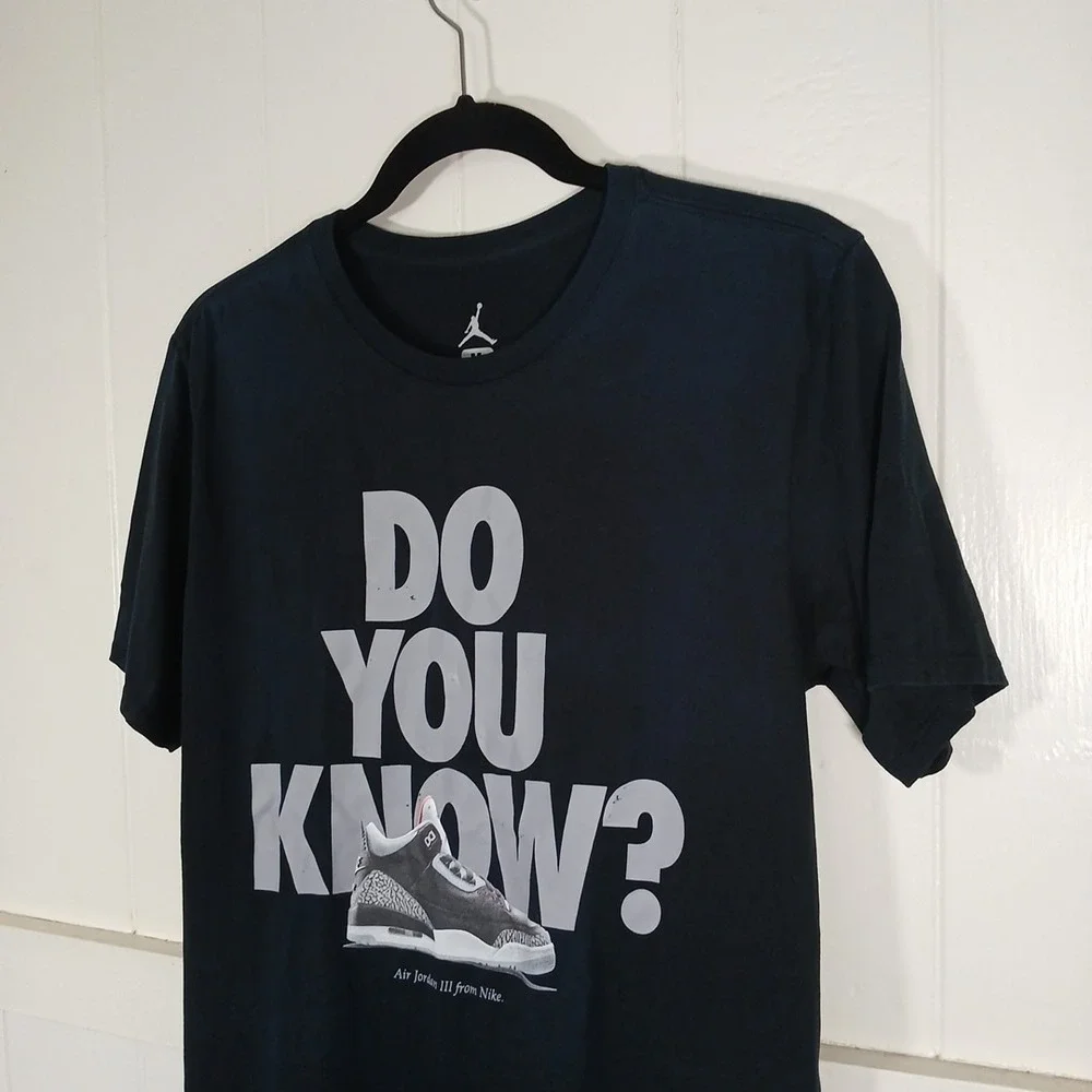 Nike Shirt Air Jordan 3‎ Cement Do You Know Shirt Men's Medium Black Cotton Tee